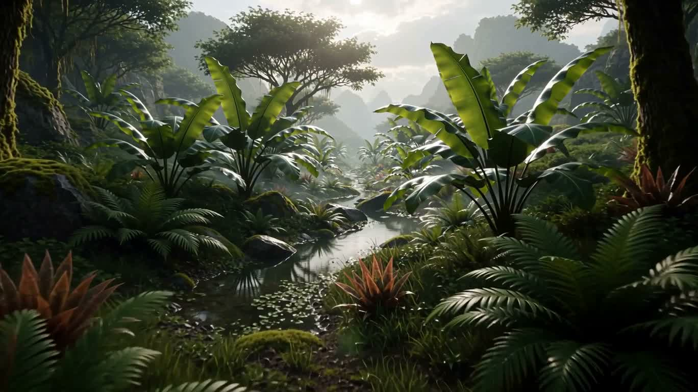 Forêt tropicale extraterrestre humide