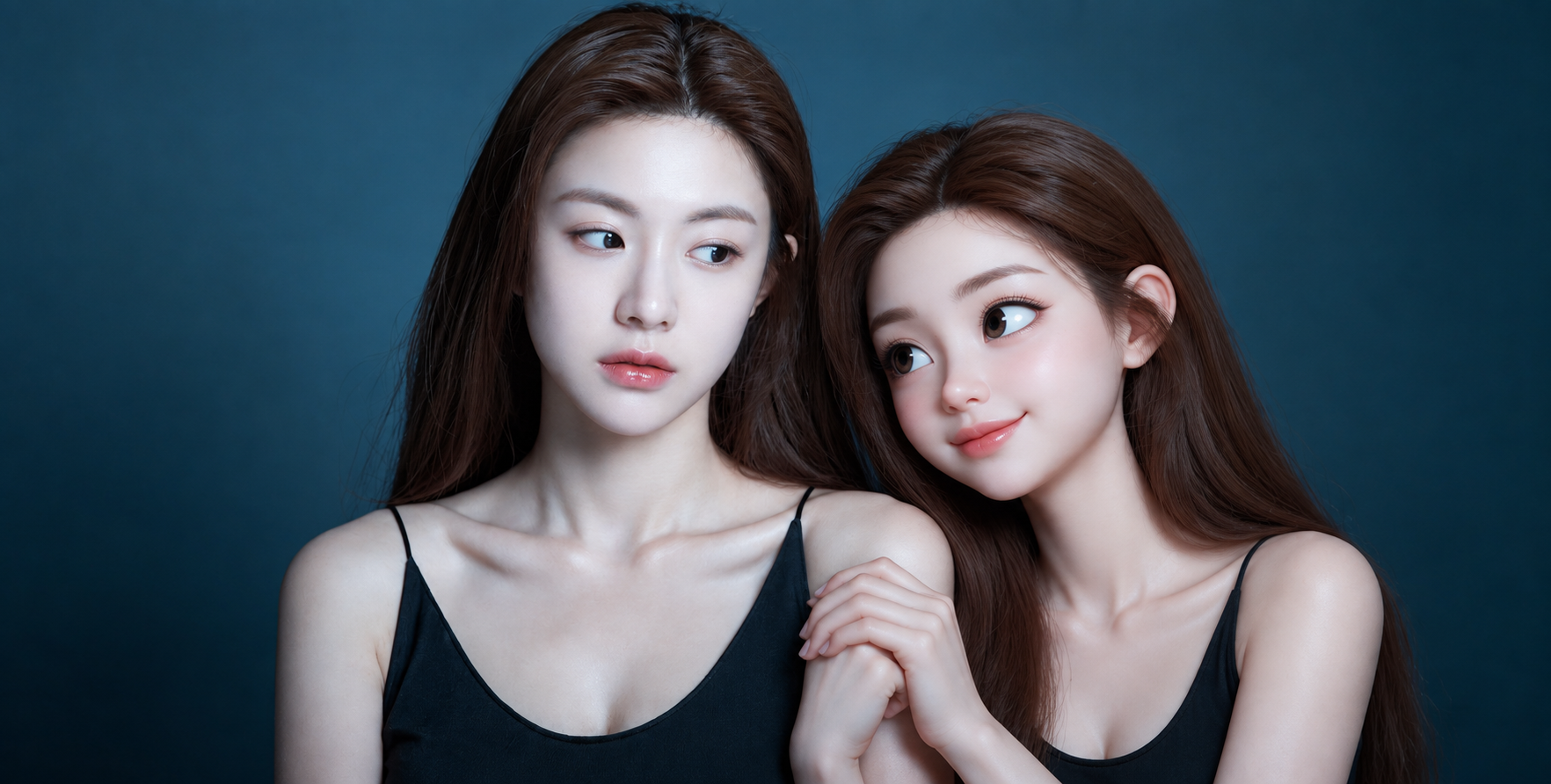 真实人物与同身份3D夸张同伴互动