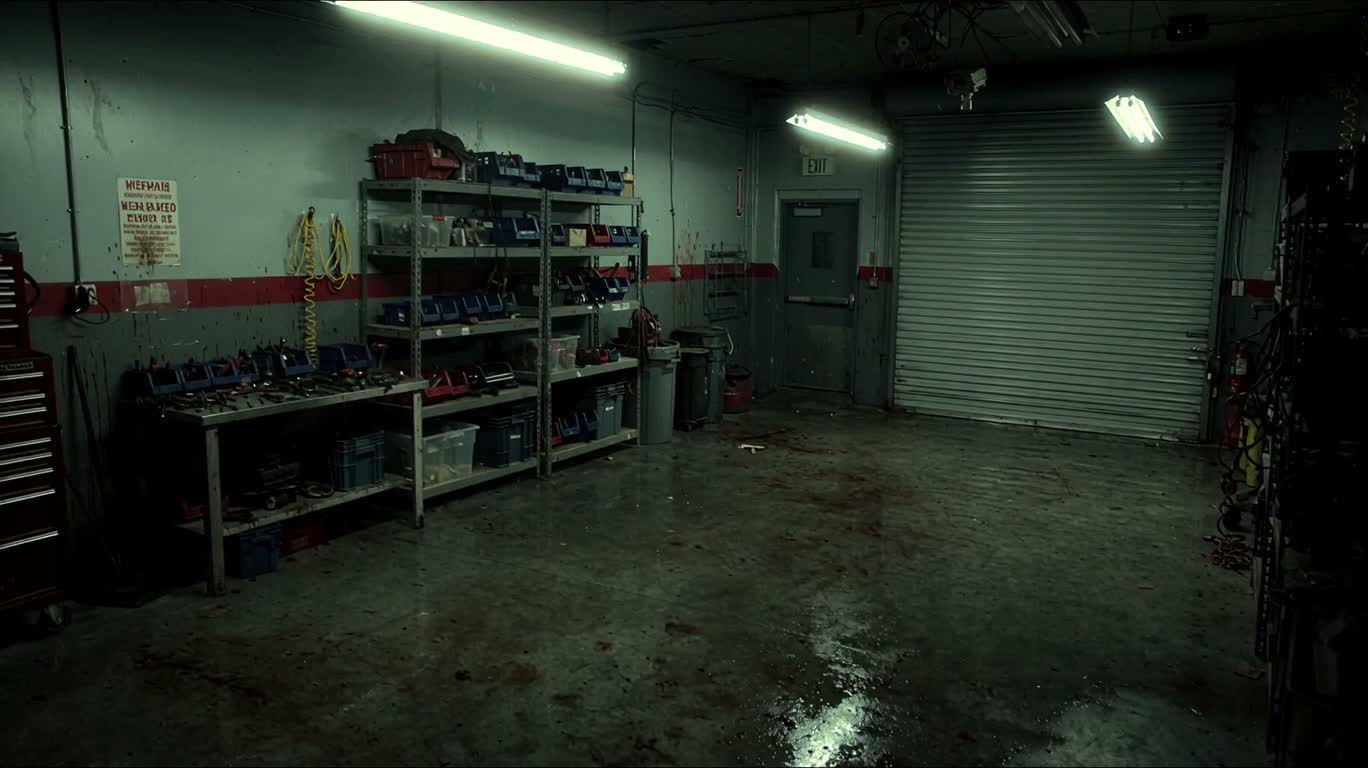 Glowing-Eyed Monster Under Garage Surveillance