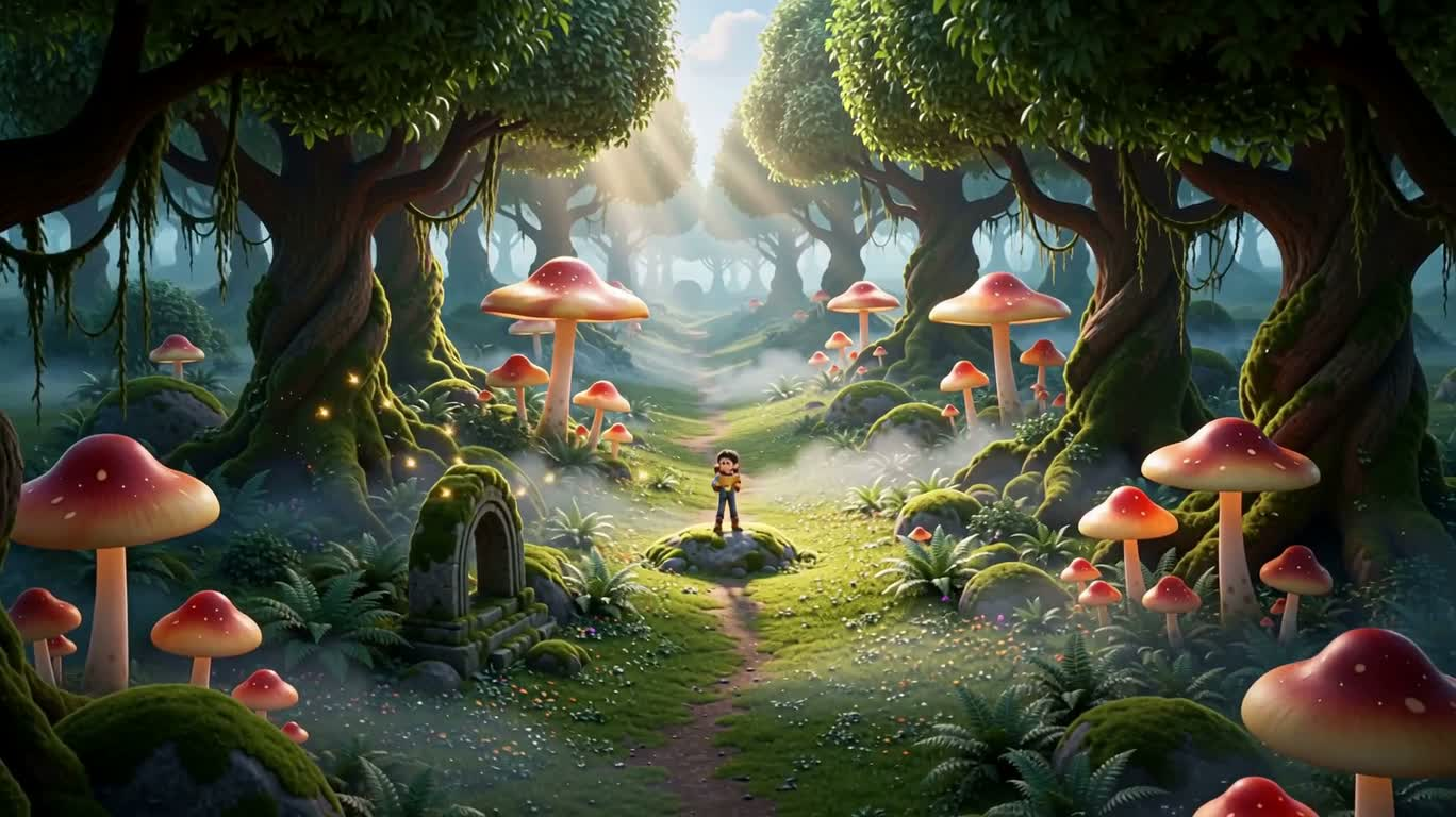 Le garçon chercheur de trésor dans la forêt magique
