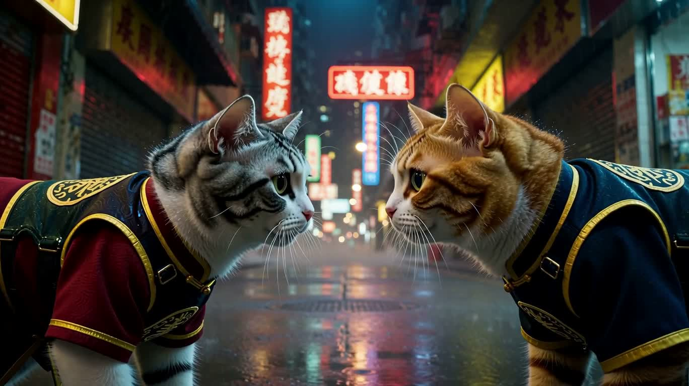 ネオン街の猫ヒーロー決戦