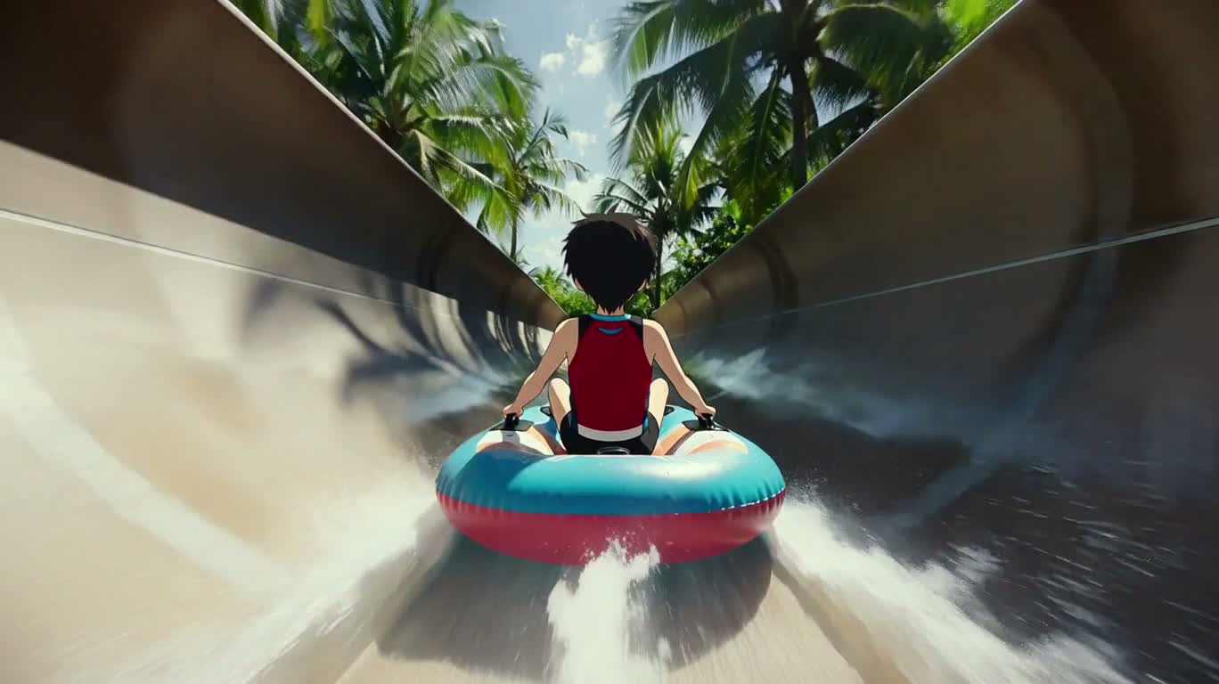 Descente ultra-rapide sur toboggan aquatique