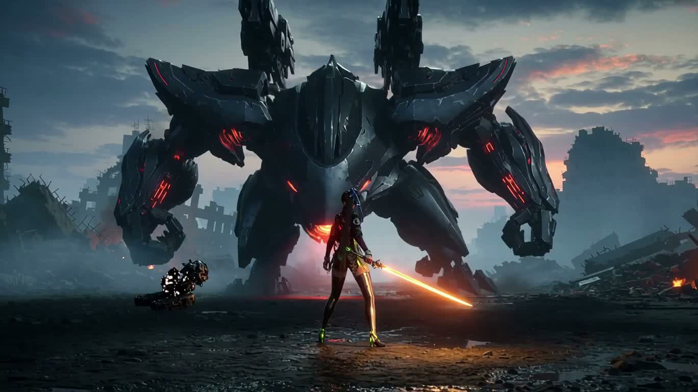 Ánh kiếm dưới bóng mecha hoàng hôn