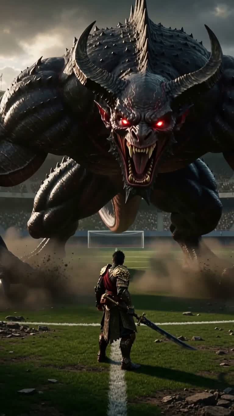 Colossal Beasts Confrontation in an Abandoned Industrial Site