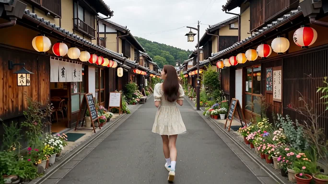 灯笼小巷与猫咪的相遇 — AI video creation