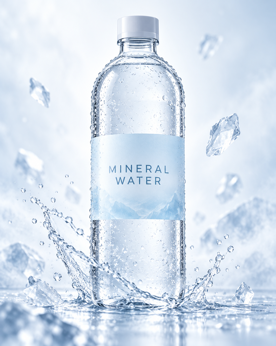 矿泉水瓶清凉概念海报