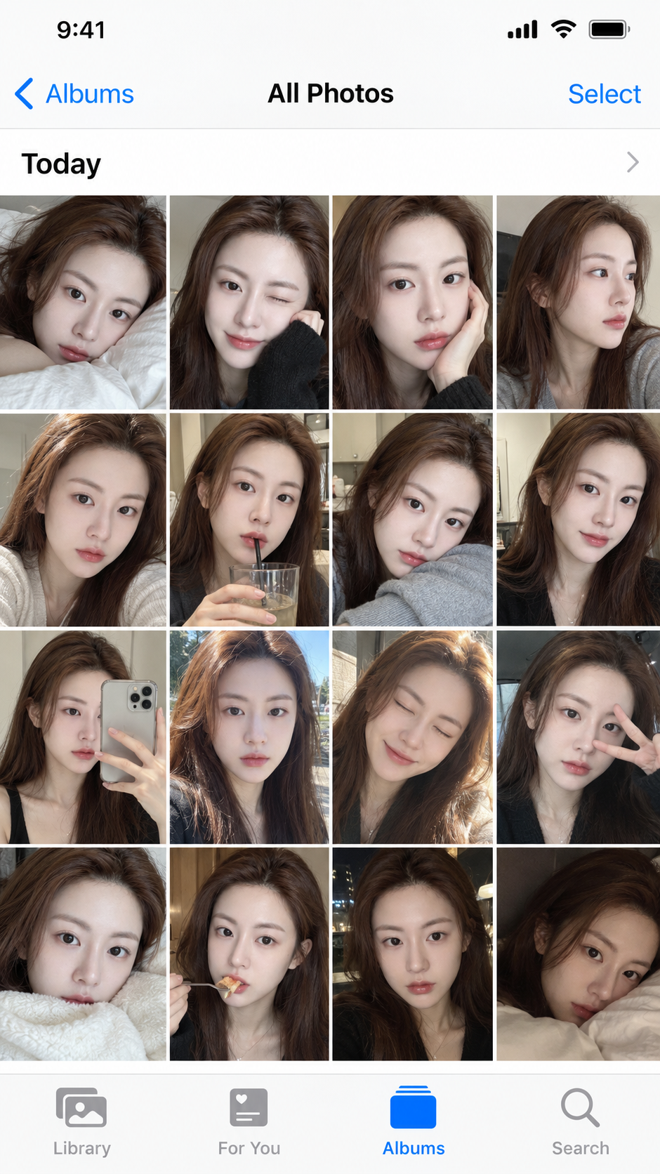Adult Woman's All-Day iPhone Photo Album Interface