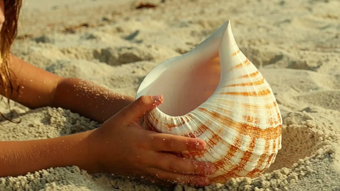 Le sourire mystérieux du coquillage sur la plage