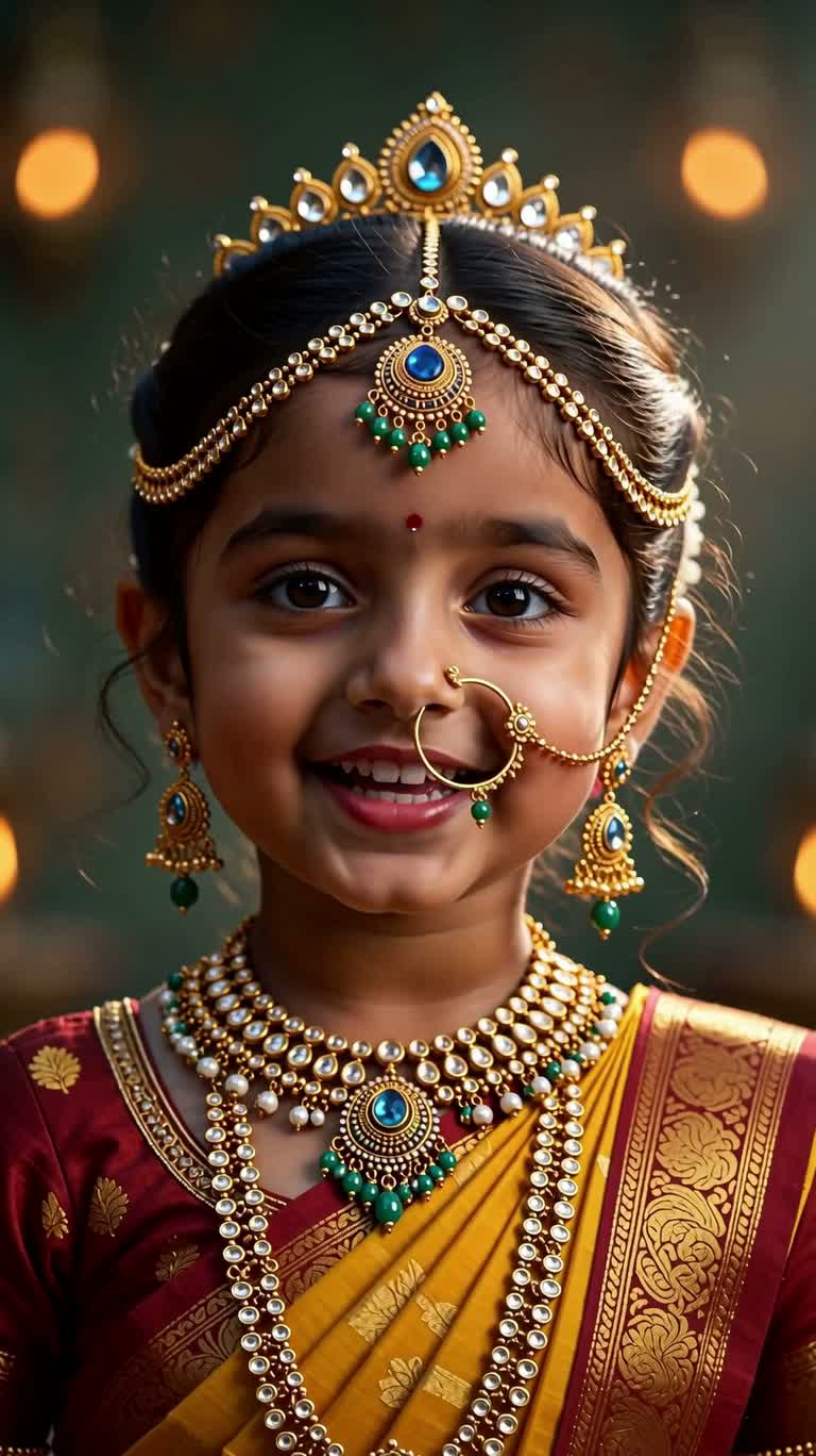 Portrait d'une joyeuse petite fille indienne