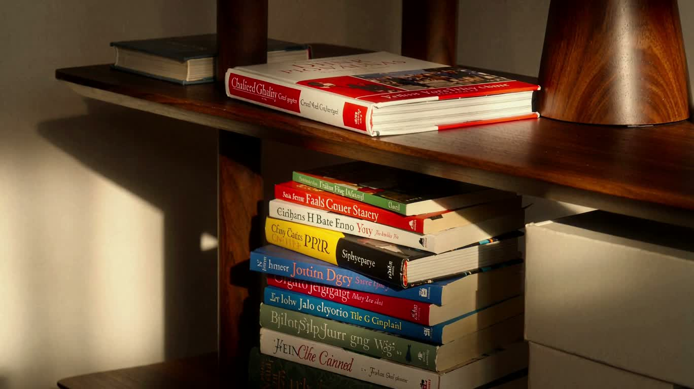 Цепное падение на наклонном книжном стеллаже