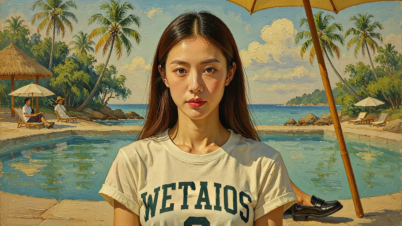 Portrait post-impressionniste tropical d'une femme — AI video creation