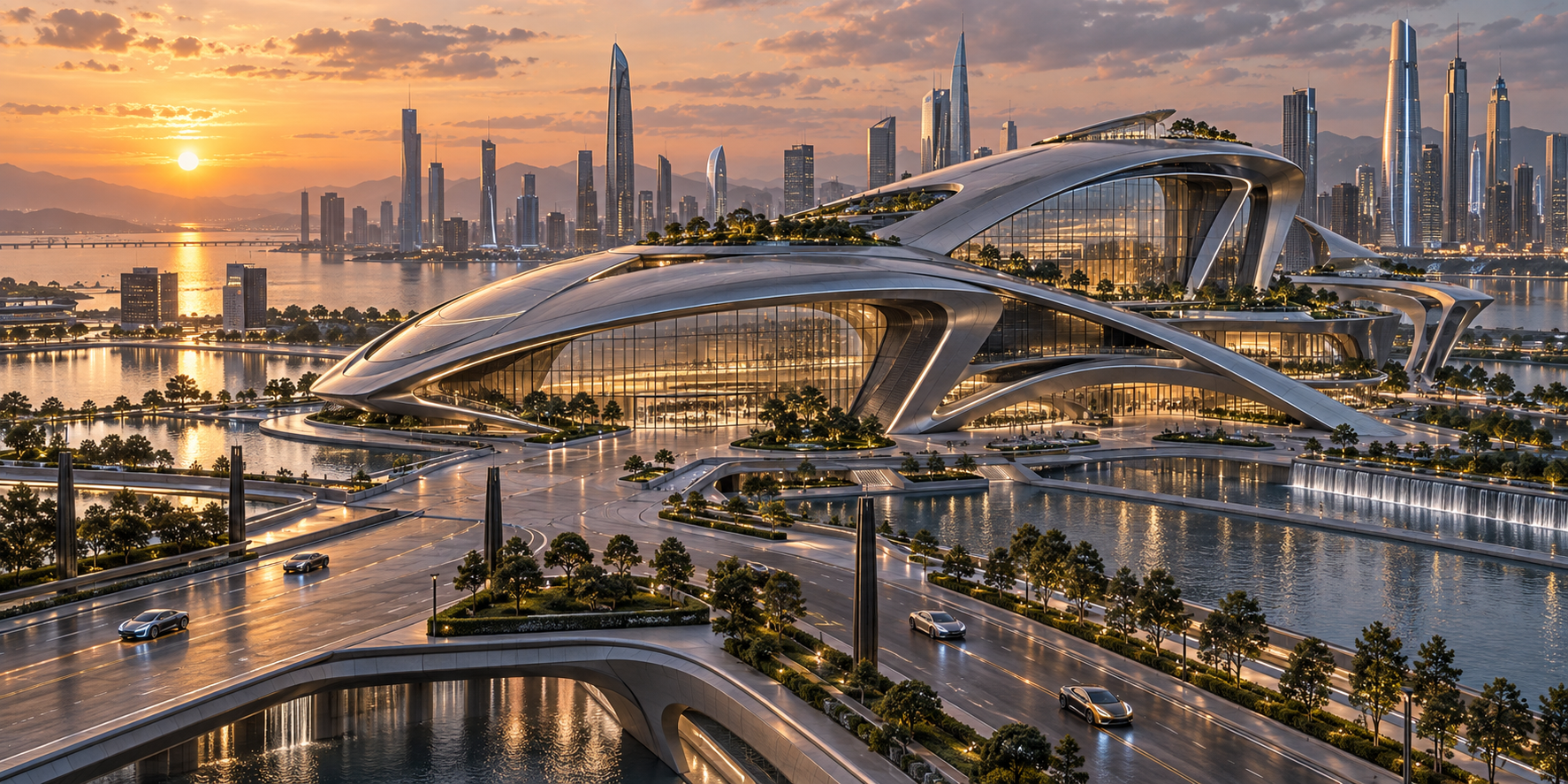物体形态启发的未来奢华品牌总部建筑 — AI image creation