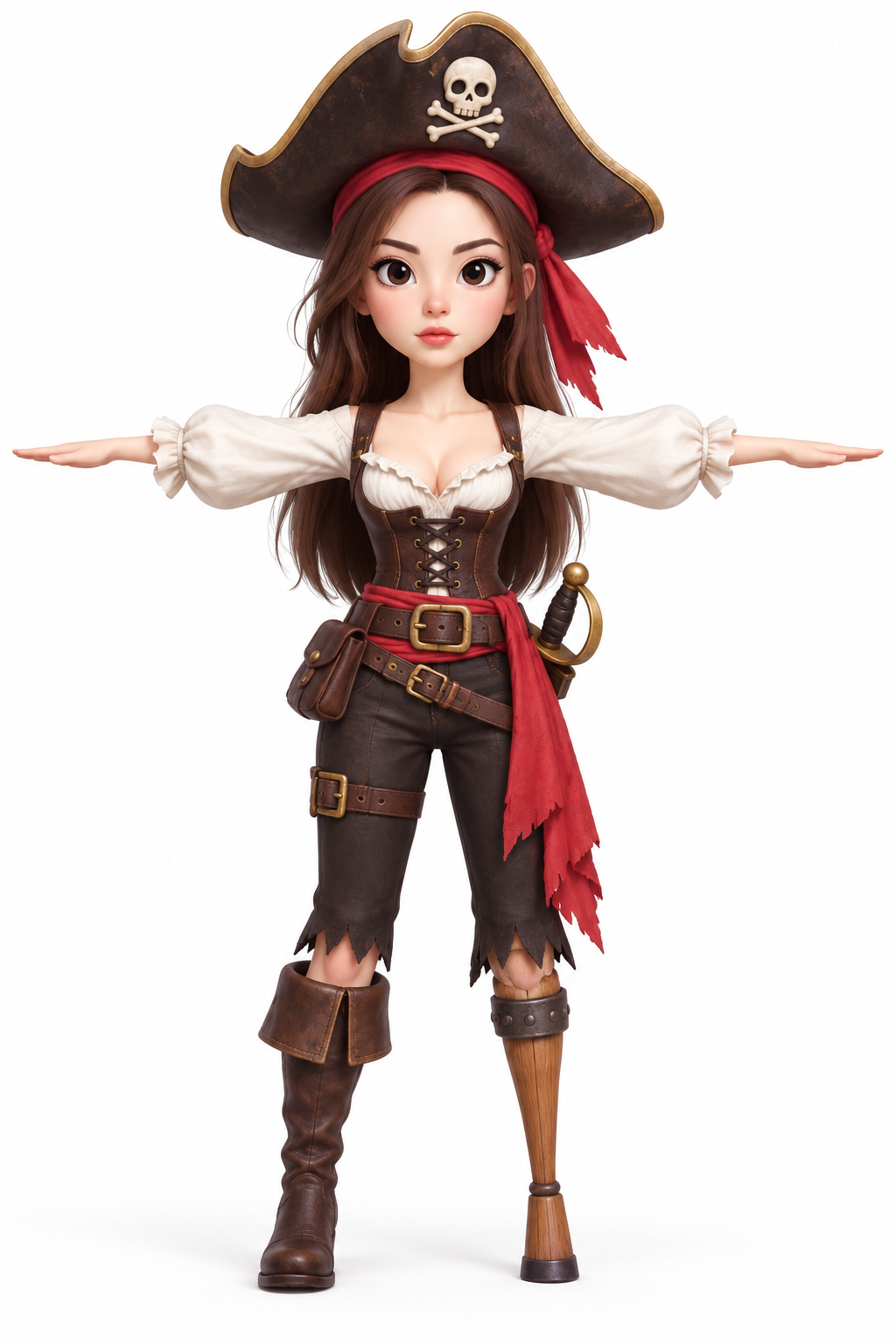 Stylized 3D pirate character turnaround