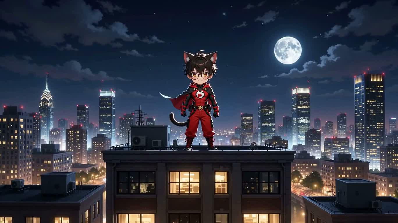 夜楼猫耳小英雄 — AI video creation