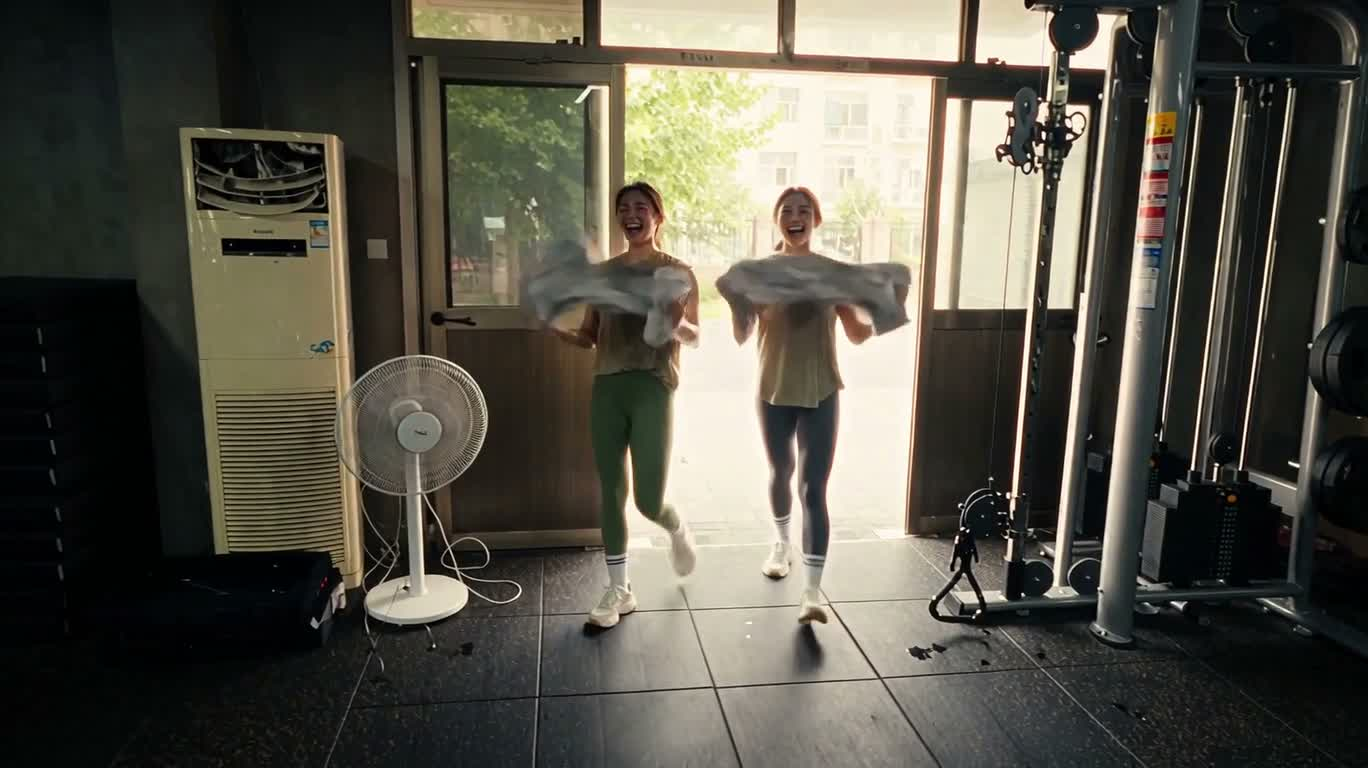 Défi à deux dans la salle de sport étouffante — AI video creation
