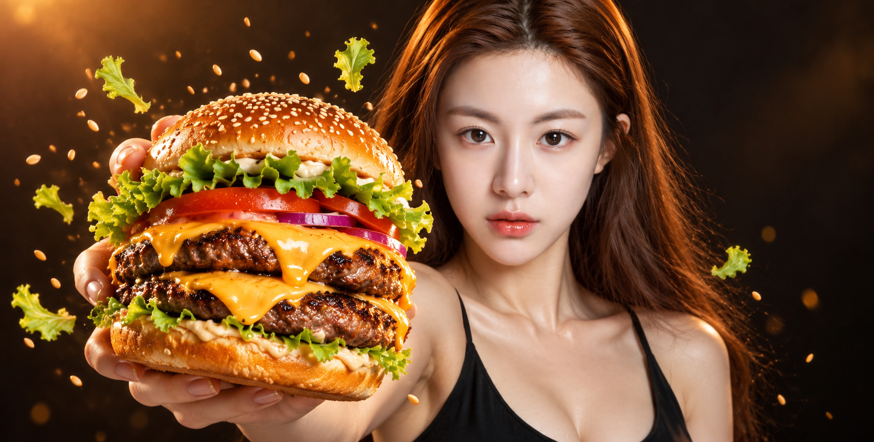Sự quyến rũ của burger mè lơ lửng