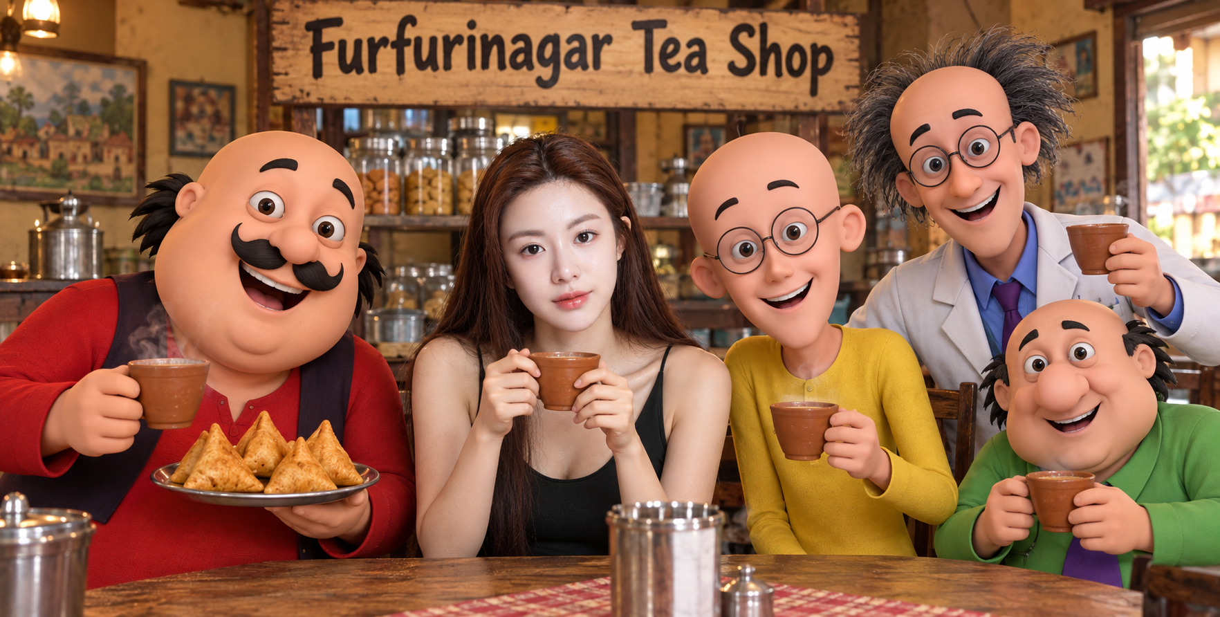 Partage de thé et de snacks avec des amis animés dans un salon de thé