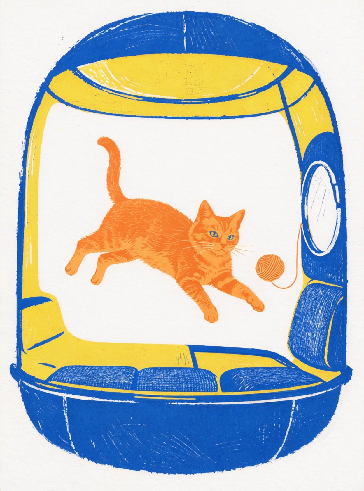 Cat's Space Capsule · Print Color Blocking — AI image creation