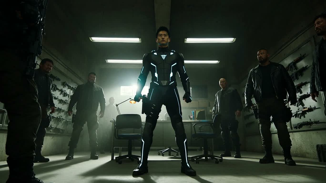 Guerrier néon : percée en bullet time