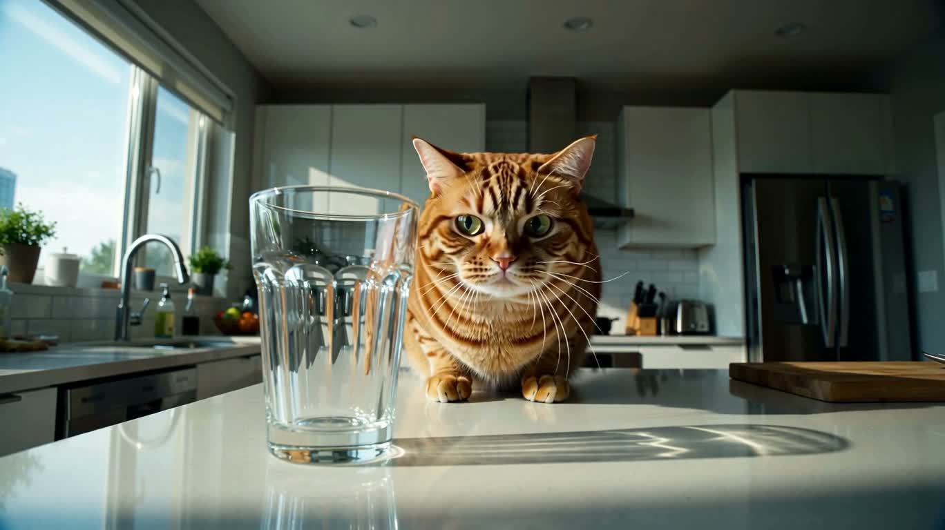 オレンジ猫のキッチン大暴れミーム