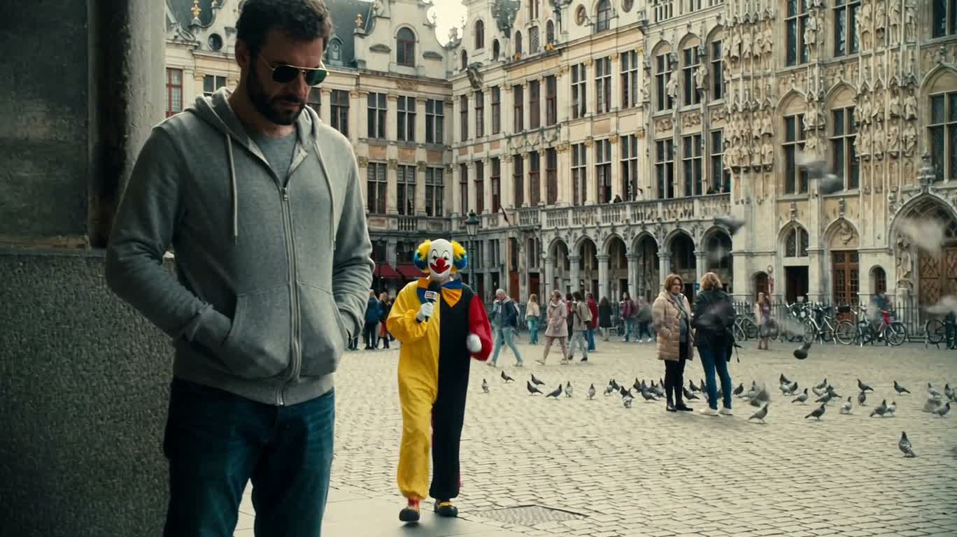 Phỏng vấn chú hề ở quảng trường Brussels