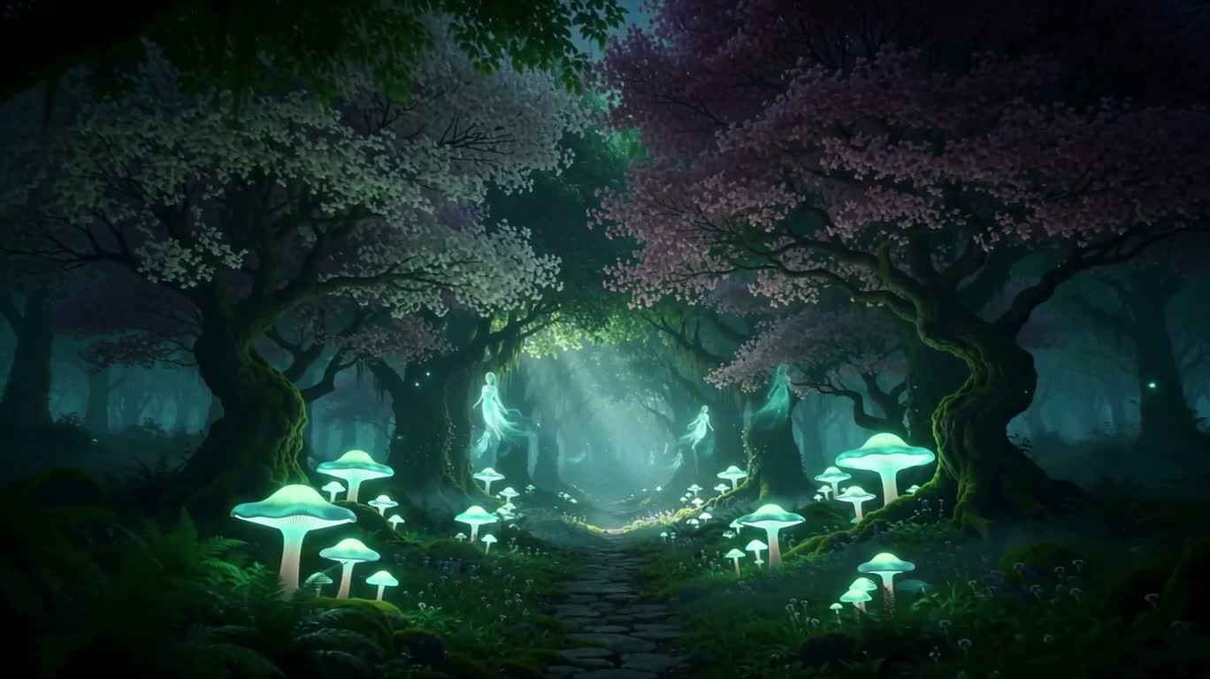Secret Elf Forest Under the Night Sky