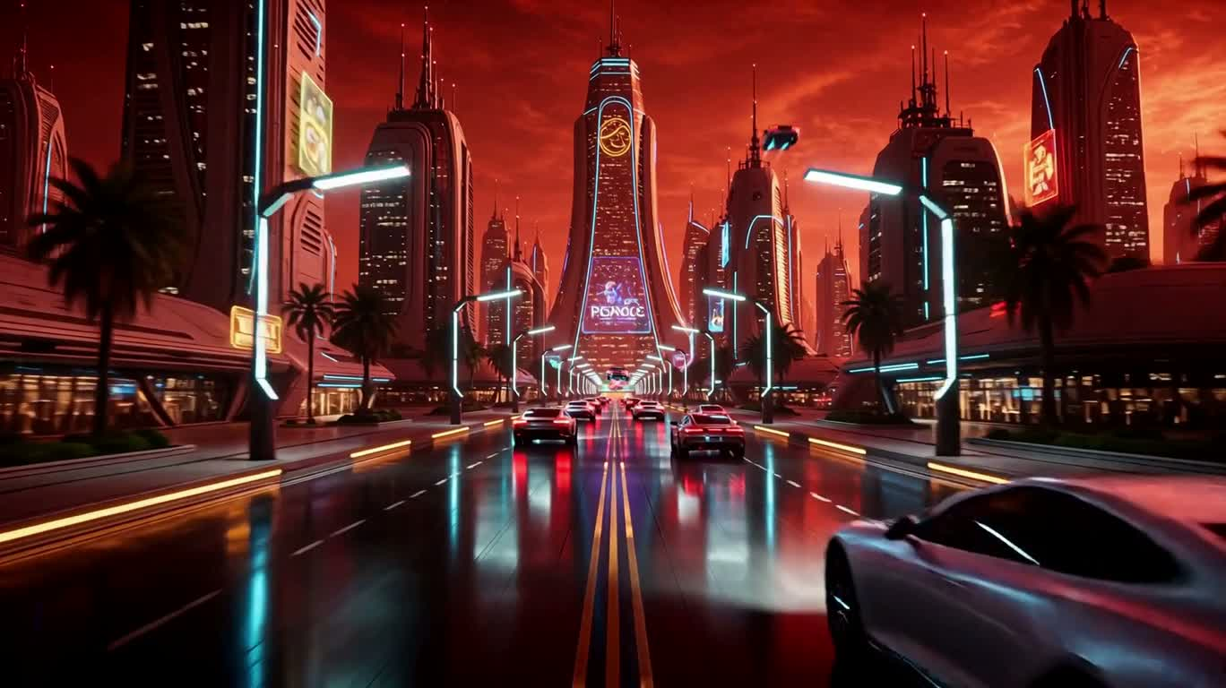 Thành phố neon trên Sao Hỏa — AI video creation