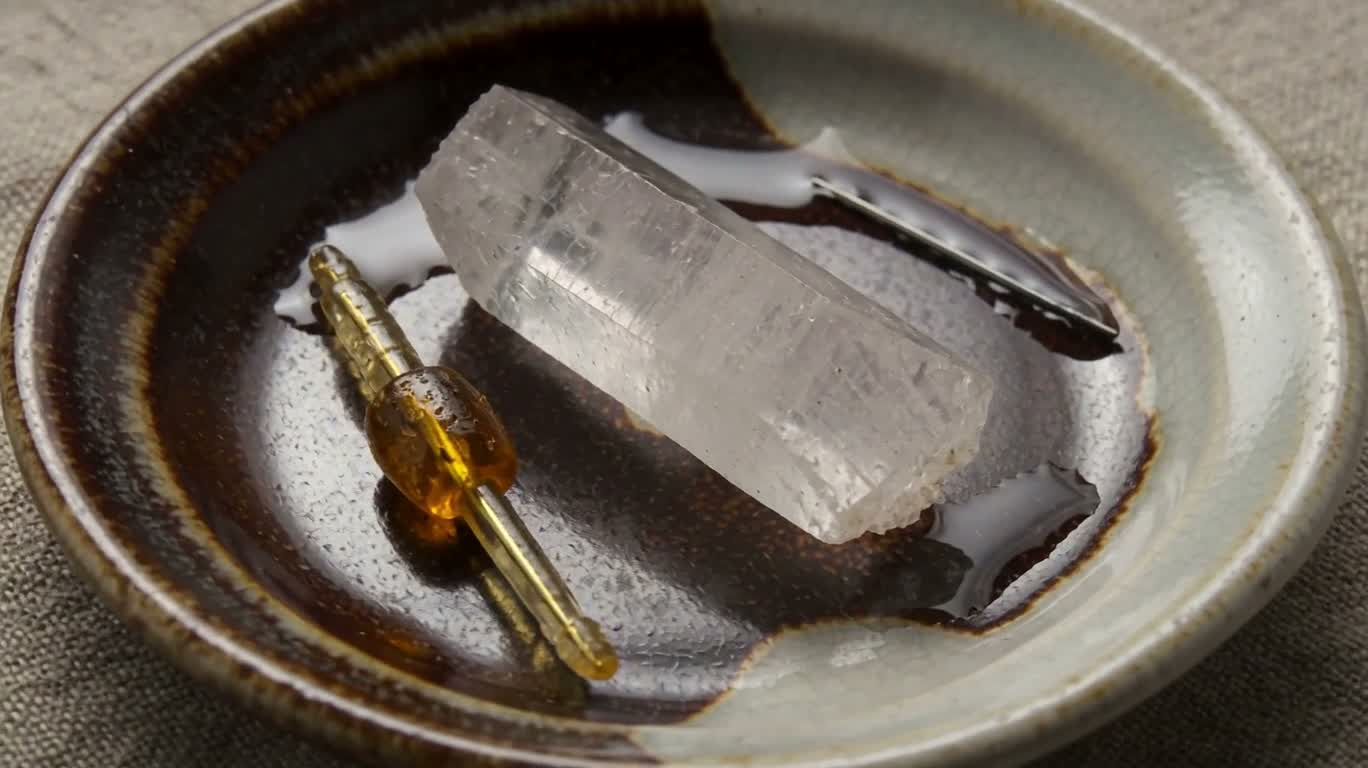 Nature morte microscopique dans un plat en porcelaine — AI video creation