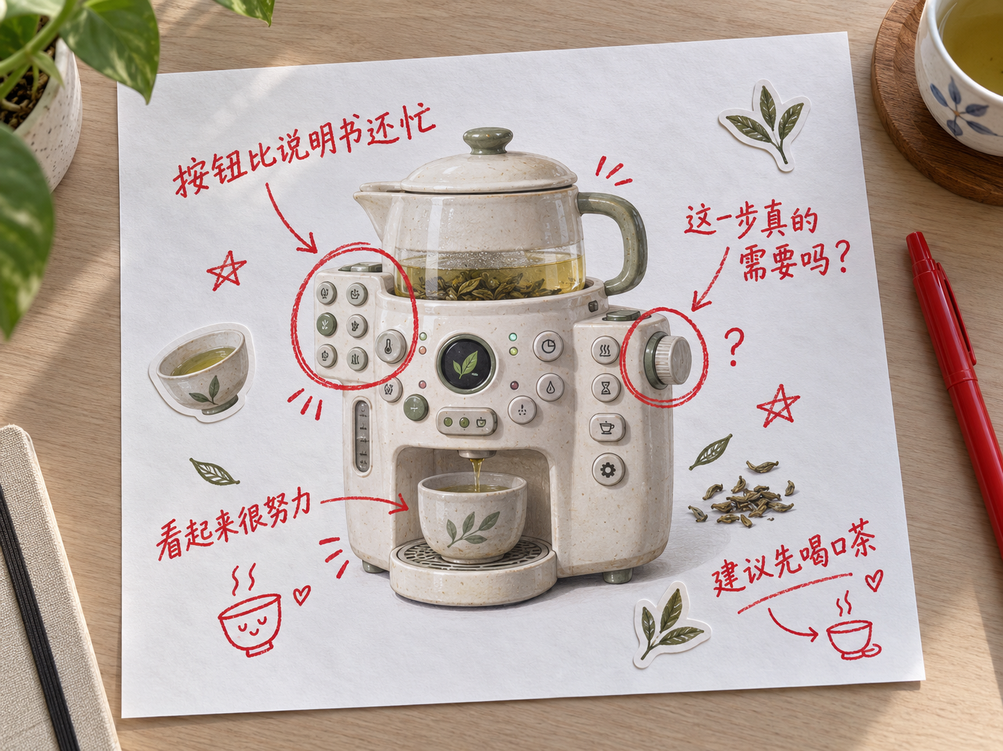 红墨水手写批注与涂鸦海报 — AI image creation