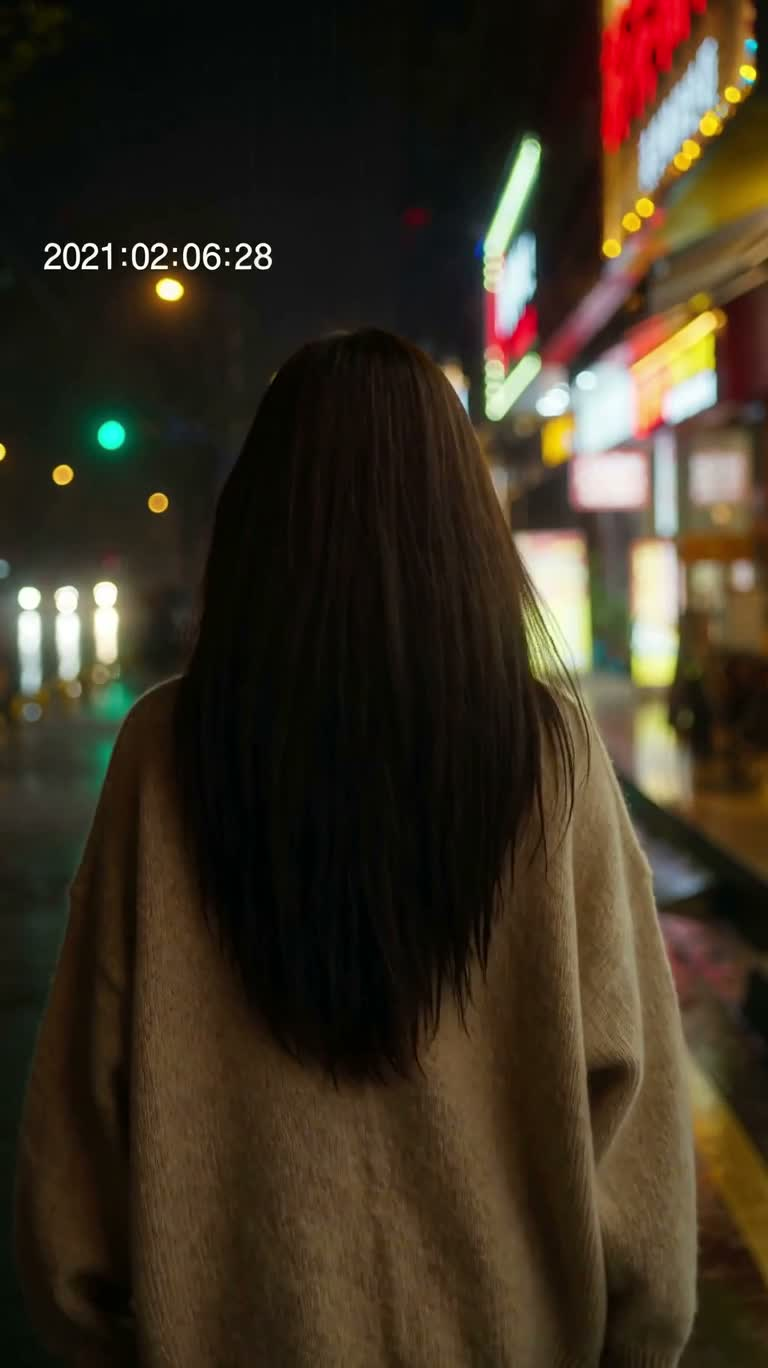 ネオン雨夜の振り返りと別れ