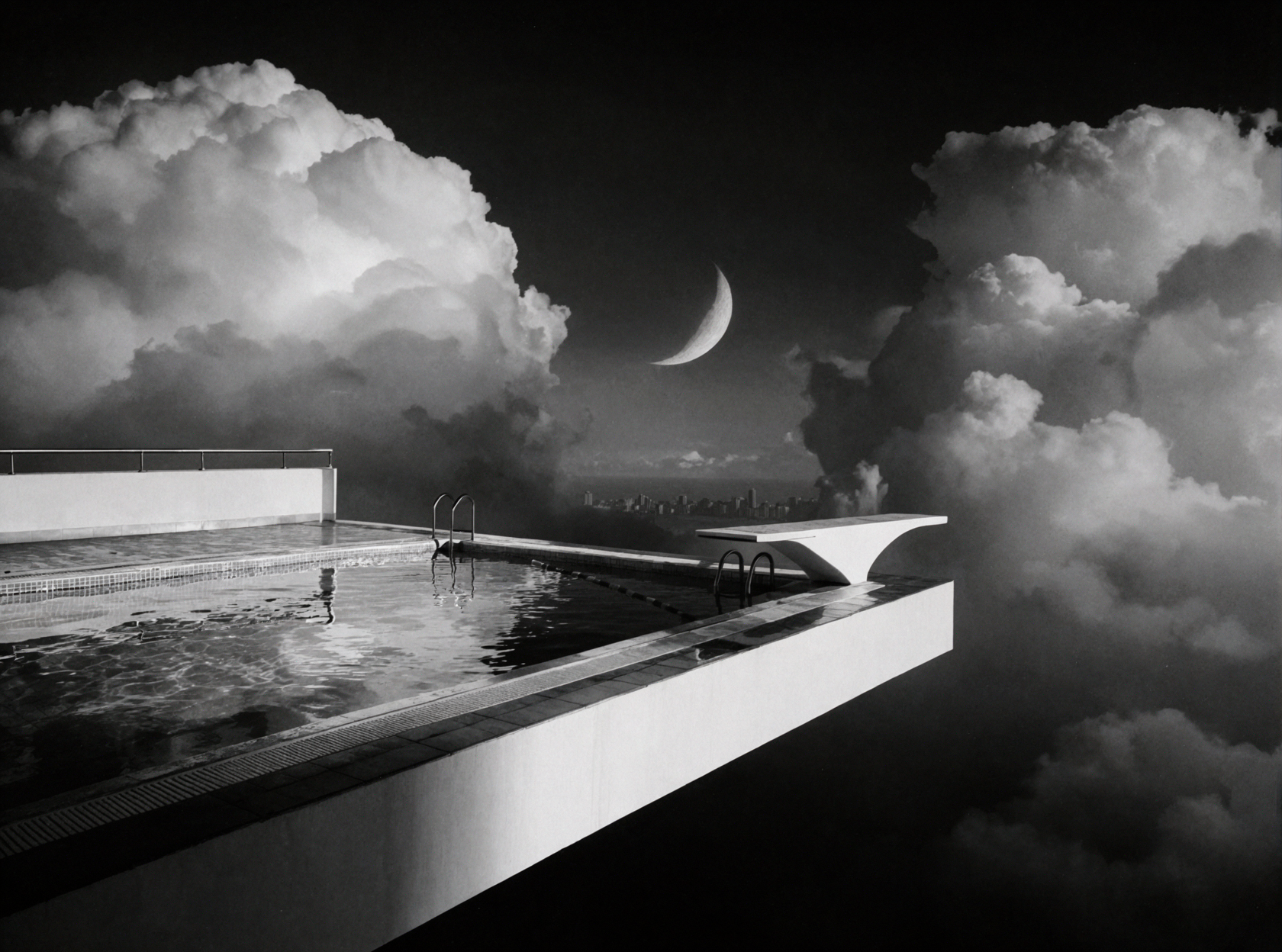 Cloud Pool · Black-and-White Silver Gelatin — AI image creation