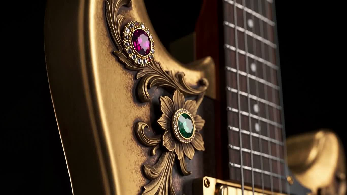 Đàn guitar điện steampunk nạm trang sức