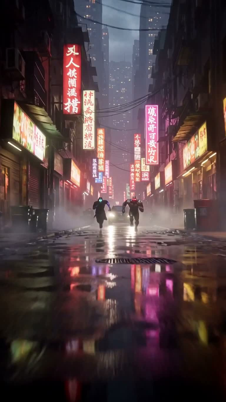 霓虹雨巷的赛博决战