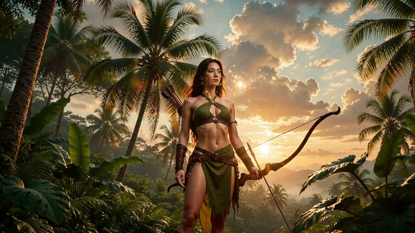 Archère stellaire amazone — AI video creation