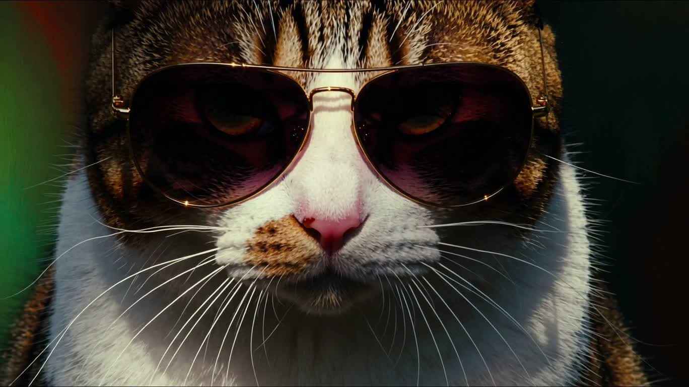 ネオンサングラスの猫