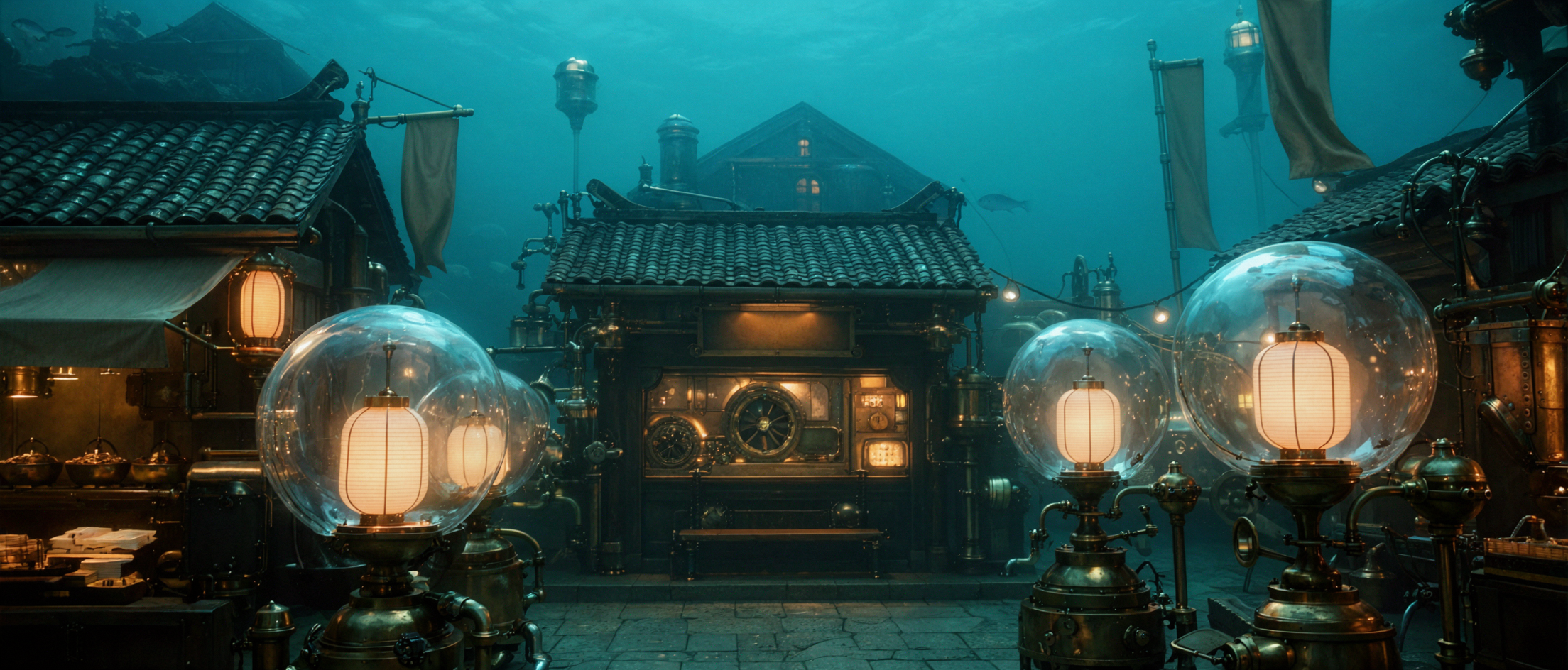 Lantern Underwater Street · Steampunk — AI image creation