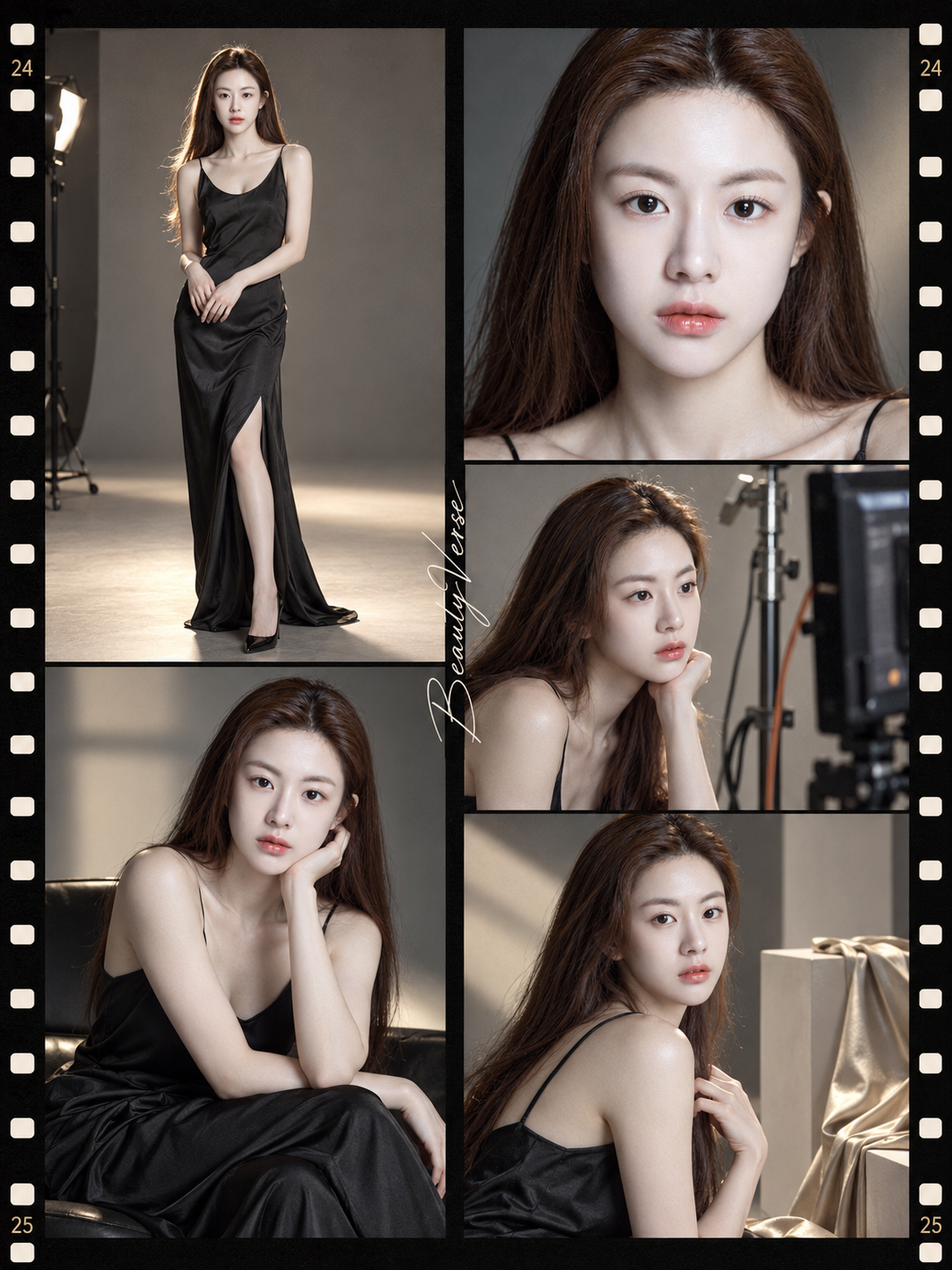 BeautyVerse五格影棚时尚胶片拼贴 — AI image creation