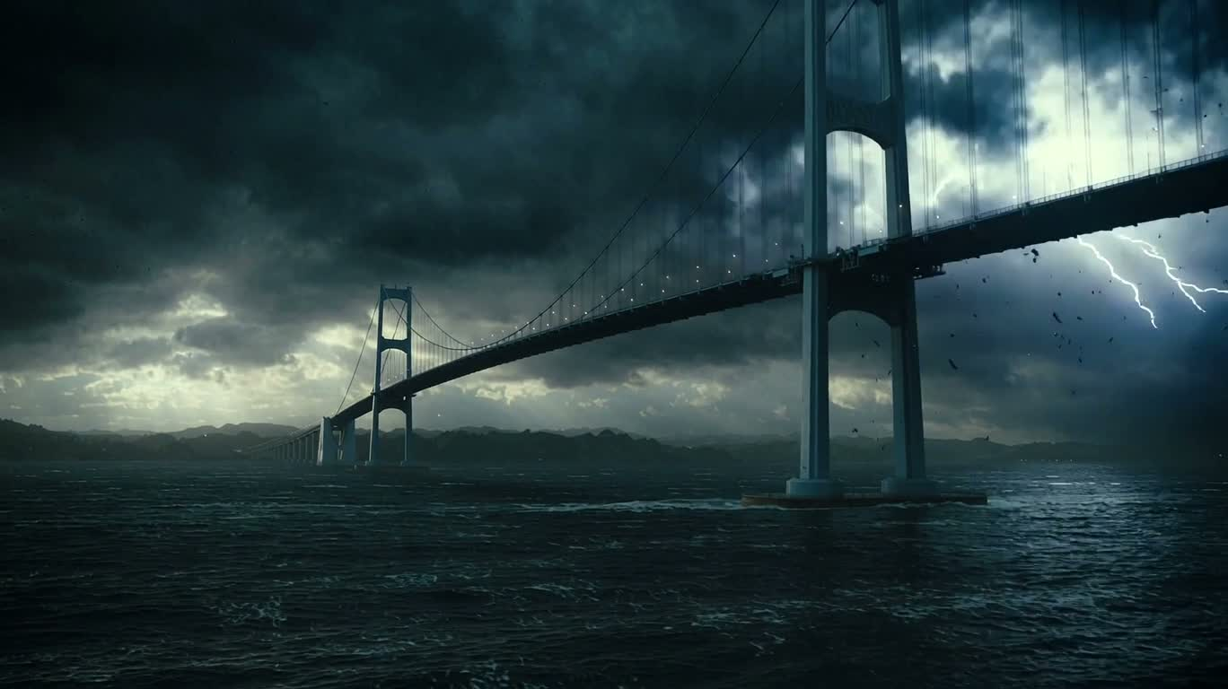 Évasion sur le pont dans la tempête