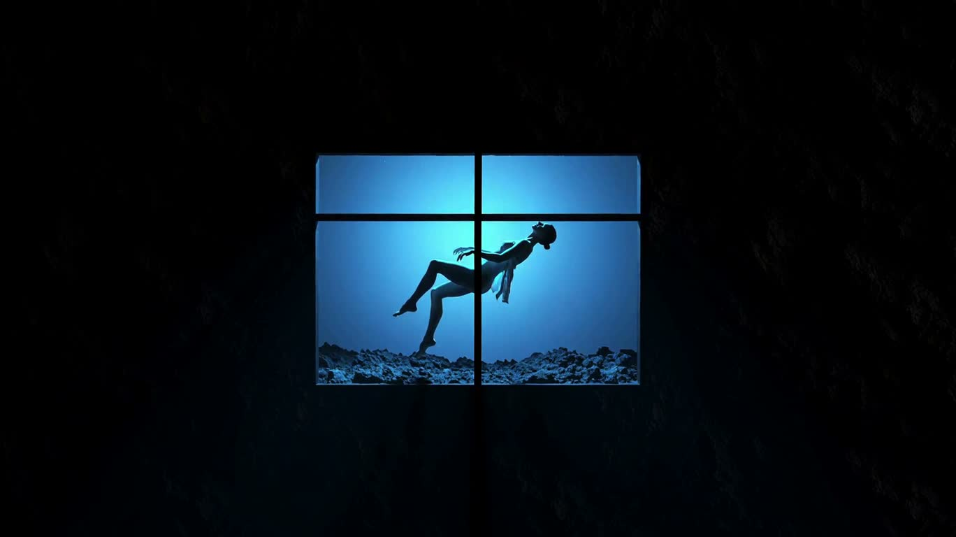 Blue Window Floating Shadows and Smoke Illusion