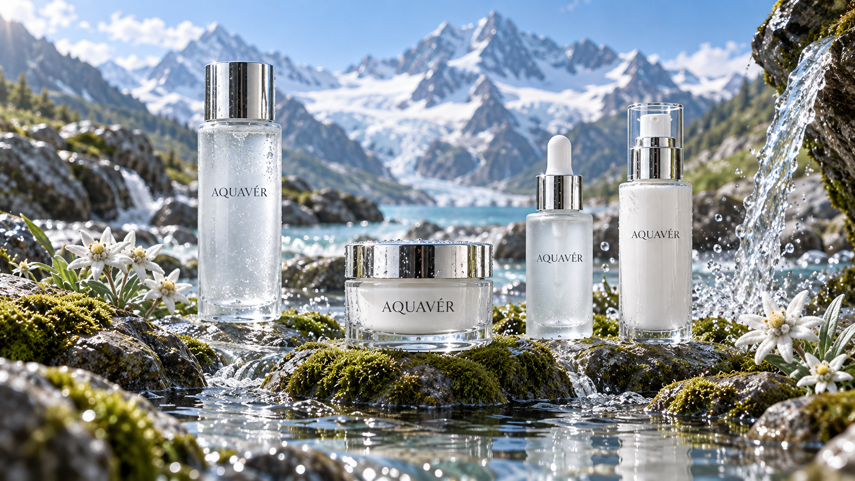 Hình ảnh chủ đạo AQUAVÉR trong dòng suối băng Alpine