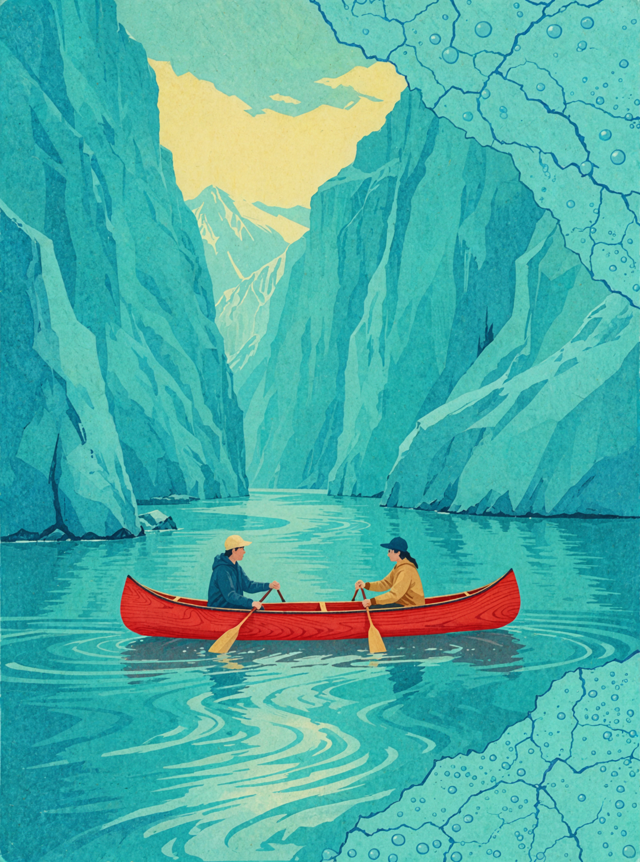 Glacier Canoe · Ukiyo-e Woodblock — AI image creation