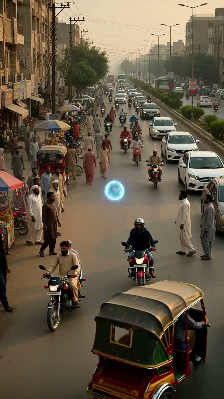 Kỵ sĩ băng qua đường phố Karachi