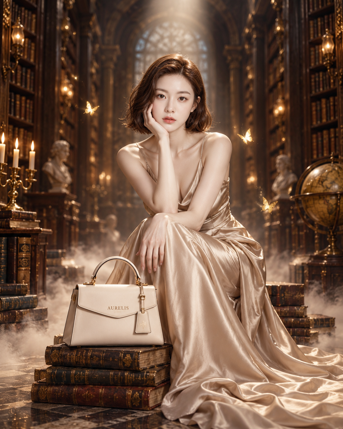 复古图书馆的原创奢华时尚大片