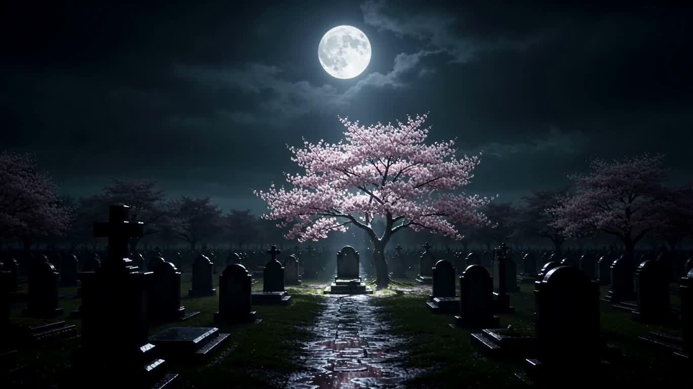 樱树墓园月夜