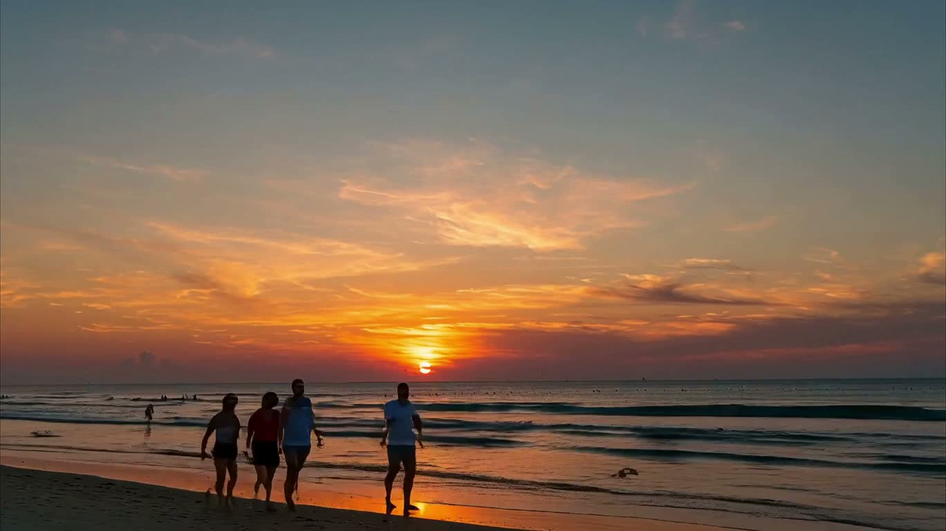 A Peaceful Stroll on the Twilight Beach