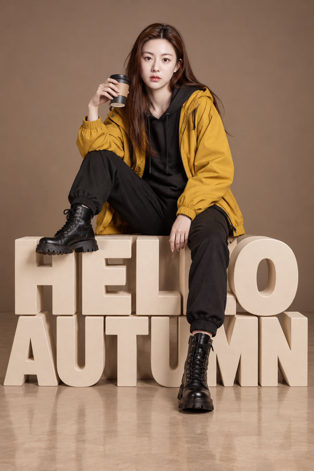 HELLO AUTUMN立体字母秋季时尚影棚人像