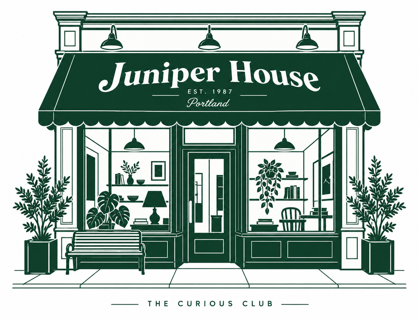 Minimalist Retro Fictional Brand Storefront Illustration Template — AI image creation