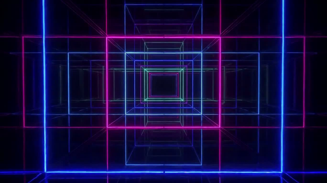 Đường hầm lưới synthwave neon