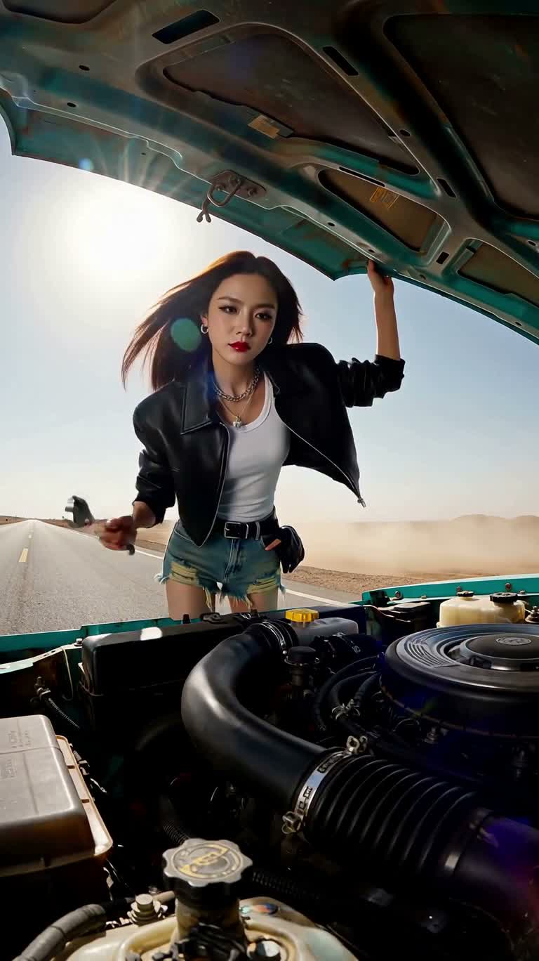 沙漠朋克机械师与复古跑车