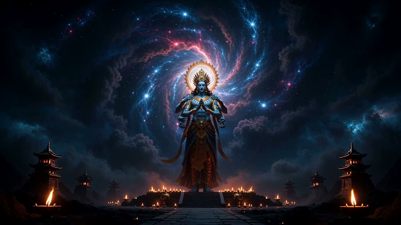 Divinité destructrice azur à quatre bras
